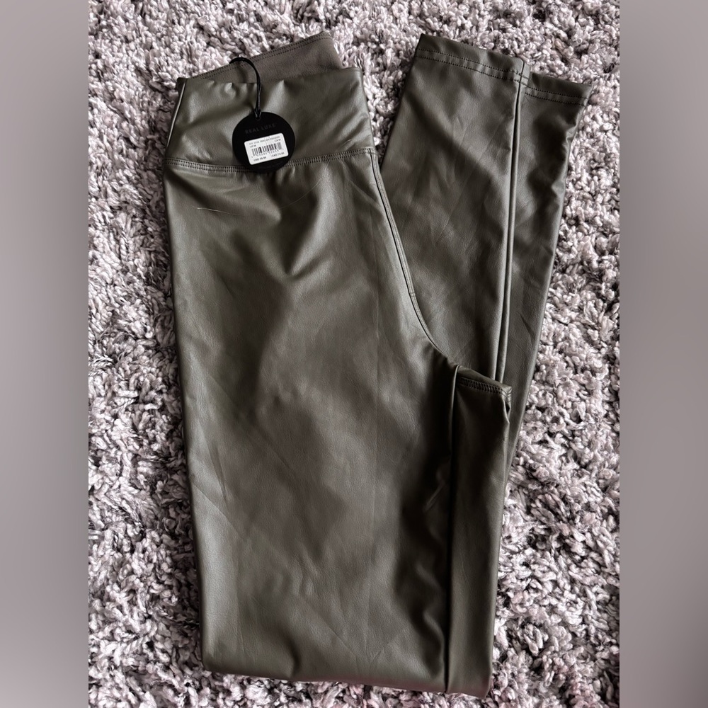 Offline by Aerie Faux Leather Dark Green Leggings - NWT